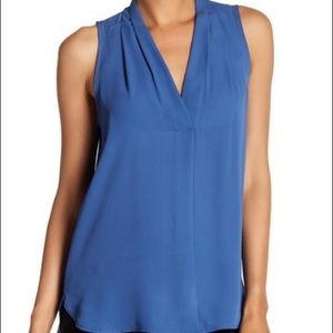 Royal Blue Vince Camuto Pleated V-Neck Tank Top